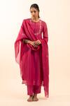 Shop_Tatwa_Pink Chanderi Embroidery Round Neck Kurta Set _Online_at_Aza_Fashions