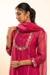 Buy_Tatwa_Pink Chanderi Embroidery Round Neck Kurta Set _Online