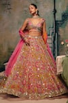 Label Moni K_Multi Color Silk, Organza Sequins, Haseena Floral Embroidered Lehenga Set _at_Aza_Fashions