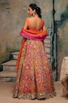 Shop_Label Moni K_Multi Color Silk, Organza Sequins, Haseena Floral Embroidered Lehenga Set _at_Aza_Fashions