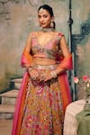Label Moni K_Multi Color Silk, Organza Sequins, Haseena Floral Embroidered Lehenga Set _Online