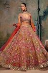 Buy_Label Moni K_Multi Color Silk, Organza Sequins, Haseena Floral Embroidered Lehenga Set _Online