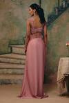 Shop_Label Moni K_Pink Satin, Organza Embroidery, Lace Desire Draped Skirt And Blouse Set _at_Aza_Fashions
