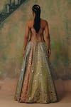 Shop_Label Moni K_Multi Color Chanderi, Organza Sequins, Mirrors Jhumka Embroidered Lehenga Set _at_Aza_Fashions