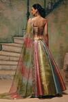 Shop_Label Moni K_Multi Color Chanderi, Organza Embroidery, Sequins, Mehbooba Work Lehenga Set _at_Aza_Fashions