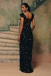 Shop_Label Moni K_Black Net Sequins, Beads, Embroidery Dawn Corset Top And Draped Skirt Set _at_Aza_Fashions
