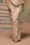 Buy_Label Moni K_Beige Satin Lace, Applique Bandeau Glimpse Floral Skirt And Sculpted Blouse Set _Online_at_Aza_Fashions