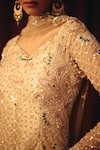 Label Moni K_Gold Organza, Net Sequins, Beads, Pearls, Embroidery Khoobsurat Sharara Set _at_Aza_Fashions