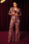Buy_Label Moni K_Multi Color Organza Embroidery, Tassels, Paassa Blazer And Pant Co-ord Set _at_Aza_Fashions