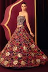 Shop_Label Moni K_Multi Color Organza Thread Embroidery, Mirrors, Sahiba Mosaic Print Lehenga Set _Online_at_Aza_Fashions
