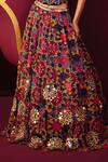 Label Moni K_Multi Color Organza Thread Embroidery, Mirrors, Sahiba Mosaic Print Lehenga Set _at_Aza_Fashions