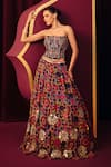 Buy_Label Moni K_Multi Color Organza Thread Embroidery, Mirrors, Sahiba Mosaic Print Lehenga Set 