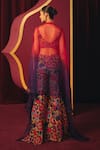 Shop_Label Moni K_Multi Color Organza Mirrors Sweetheart Bahaar Ombre Cape And Printed Sharara Set _at_Aza_Fashions