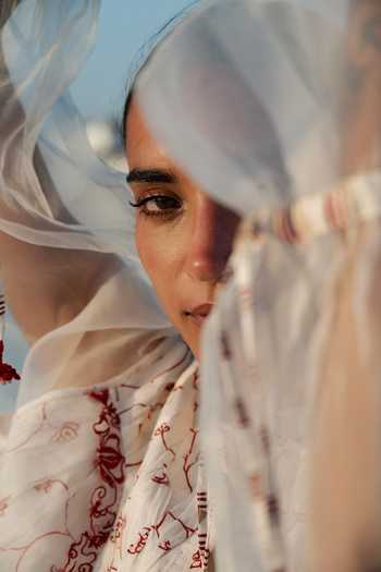 Shop_Ahmev_Red Cotton, Chanderi, Silk Organza Embroidery, Tassels, Lace, Khin Yoke Top  _Online_at_Aza_Fashions