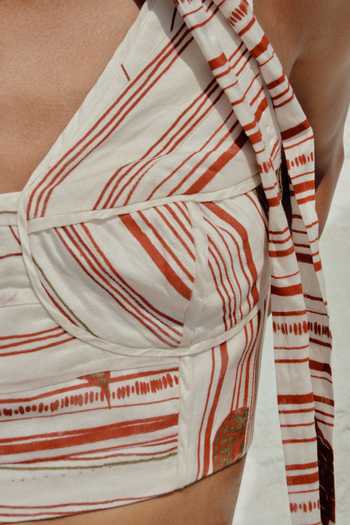 Ahmev_Ivory Cotton, Chanderi Eaindra Dart Pant _Online_at_Aza_Fashions