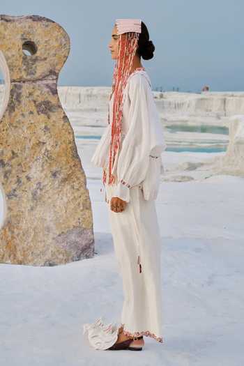 Buy_Ahmev_Ivory Cotton, Chanderi Embroidery, Tassels, Lace Thiri Pant _Online_at_Aza_Fashions