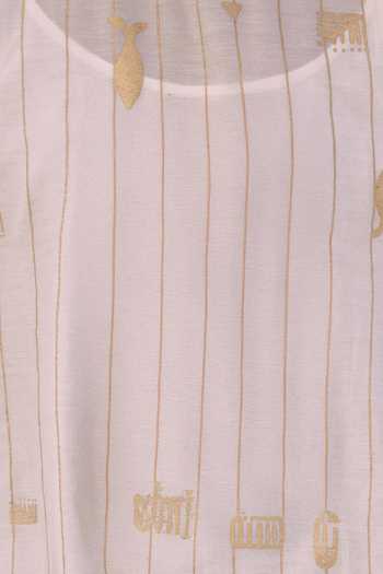 Buy_Ahmev_Ivory Cotton, Chanderi Boat Neck Eira Shift Dress _Online_at_Aza_Fashions