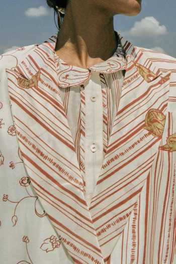 Shop_Ahmev_Ivory Cotton, Chanderi Embroidery, Zari Lumina Double Breasted Blazer _Online_at_Aza_Fashions