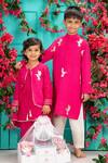 Buy_Shruti Jalan_Pink Chanderi Embroidery, Zari, Tassels Bird Mal Kurta Set _Online_at_Aza_Fashions