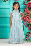 Buy_Shruti Jalan_Blue Net Sequins, Stones, Smocking, Embroidery Lehenga Set _at_Aza_Fashions
