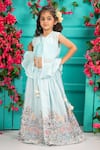 Buy_Shruti Jalan_Sky Blue Organza Crystals, Embroidery Cape And Lehenga Set _at_Aza_Fashions