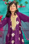 Shop_Shruti Jalan_Purple Brocade Zari, Gota Patti, Lace Leheriya Kurta Set _at_Aza_Fashions
