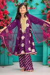 Buy_Shruti Jalan_Purple Brocade Zari, Gota Patti, Lace Leheriya Kurta Set _at_Aza_Fashions