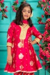 Shop_Shruti Jalan_Pink Brocade, Silk Gota Patti, Zari Floral Kurta Palazzo Set _at_Aza_Fashions