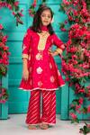 Buy_Shruti Jalan_Pink Brocade, Silk Gota Patti, Zari Floral Kurta Palazzo Set _at_Aza_Fashions