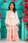 Buy_Shruti Jalan_Pink Crepe, Chinon Embroidery, Mirrors, Lace Lucknowi Work Poncho And Gharara Set _at_Aza_Fashions