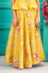 Shruti Jalan_Yellow Organza, Chanderi Smocking, Embroidery Bird Lehenga Set _Online_at_Aza_Fashions