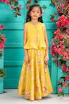 Buy_Shruti Jalan_Yellow Organza, Chanderi Smocking, Embroidery Bird Lehenga Set _at_Aza_Fashions