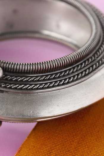 Mero Jewellery_Silver Plated Handmade Adjustable Designer Bangle _Online_at_Aza_Fashions