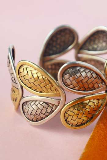 Mero Jewellery_Gold Plated Handmade Silver Bangle _Online_at_Aza_Fashions