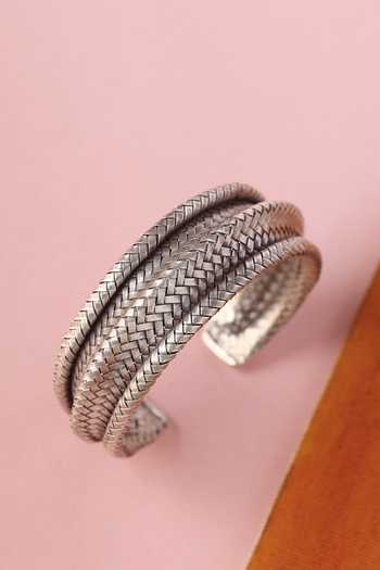 Shop_Mero Jewellery_Silver Plated Handmade Bangle _at_Aza_Fashions