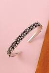 Shop_Mero Jewellery_Silver Plated Handmade Floral Oxidized Cuff Bangle _at_Aza_Fashions