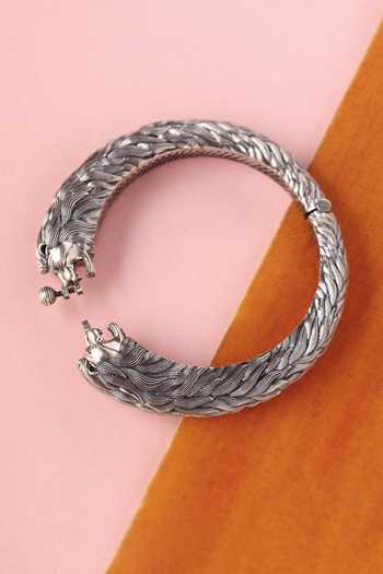 Shop_Mero Jewellery_Silver Plated Handmade Bangle _at_Aza_Fashions