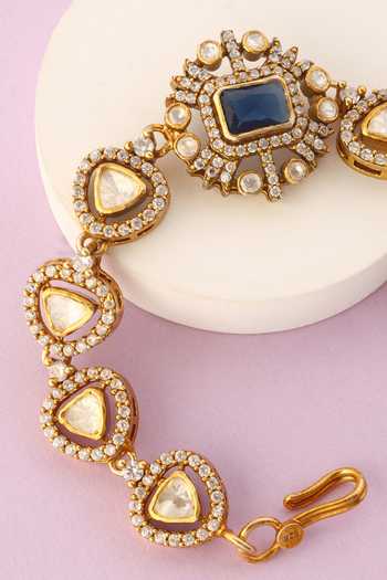 Shop_Mero Jewellery_Gold Plated Stones, Crystals Embellished Bracelet _at_Aza_Fashions