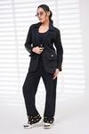 Buy_The Episode_Black Cotton, Fleece Studs Bare Minimum Sleeve Embellished Blazer And Pant Set _at_Aza_Fashions
