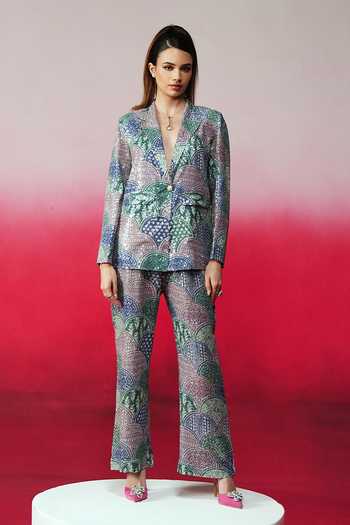 Shop_Rainas_Blue Georgette Sequins Work Blazer And Pant Set _Online_at_Aza_Fashions