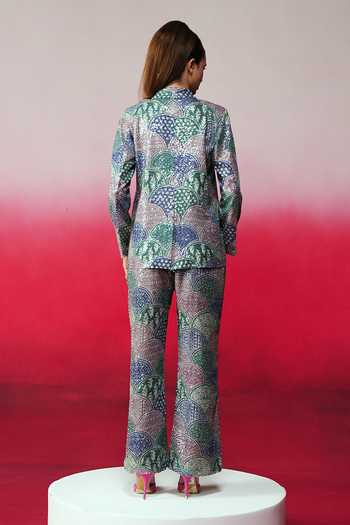 Shop_Rainas_Blue Georgette Sequins Work Blazer And Pant Set _at_Aza_Fashions