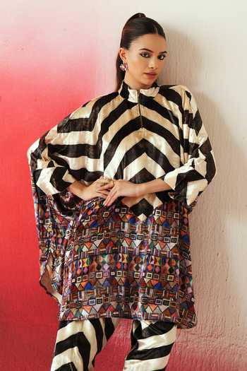 Shop_Rainas_Multi Color Velvet High Neck Printed Tunic Set 