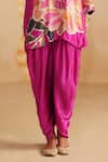 Shop_Rainas_Pink Satin Embroidery, Zari, Stones Split Floral Printed Kurta And Dhoti Pant Set _Online_at_Aza_Fashions
