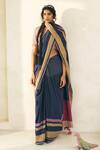 Buy_Swatti Kapoor_Blue Handloom Cotton Beads, Tassels Lila Handwoven Saree _at_Aza_Fashions