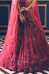 Buy_PRAVALIKA KOLA_Magenta Organza, Net Embroidery, Sequins, Fabric Azalea Embellished Lehenga Set _Online_at_Aza_Fashions