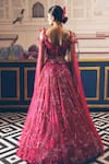 Shop_PRAVALIKA KOLA_Magenta Organza, Net Embroidery, Sequins, Fabric Azalea Embellished Lehenga Set _at_Aza_Fashions
