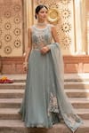 Shop_Seams Pret And Couture_Blue Georgette, Satin, Net Embroidery Round Neck Zivaah Lehenga Set _at_Aza_Fashions
