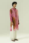 Buy_Shwetanga_Pink Organza Mirrors Tie Dye Kurta Set _Online_at_Aza_Fashions