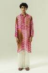 Buy_Shwetanga_Pink Organza Mirrors Tie Dye Kurta Set _at_Aza_Fashions