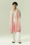 Buy_Shwetanga_Pink Silk, Organza, Georgette, Satin Beads, Tassels Ombre Beaded Kurta Set _at_Aza_Fashions